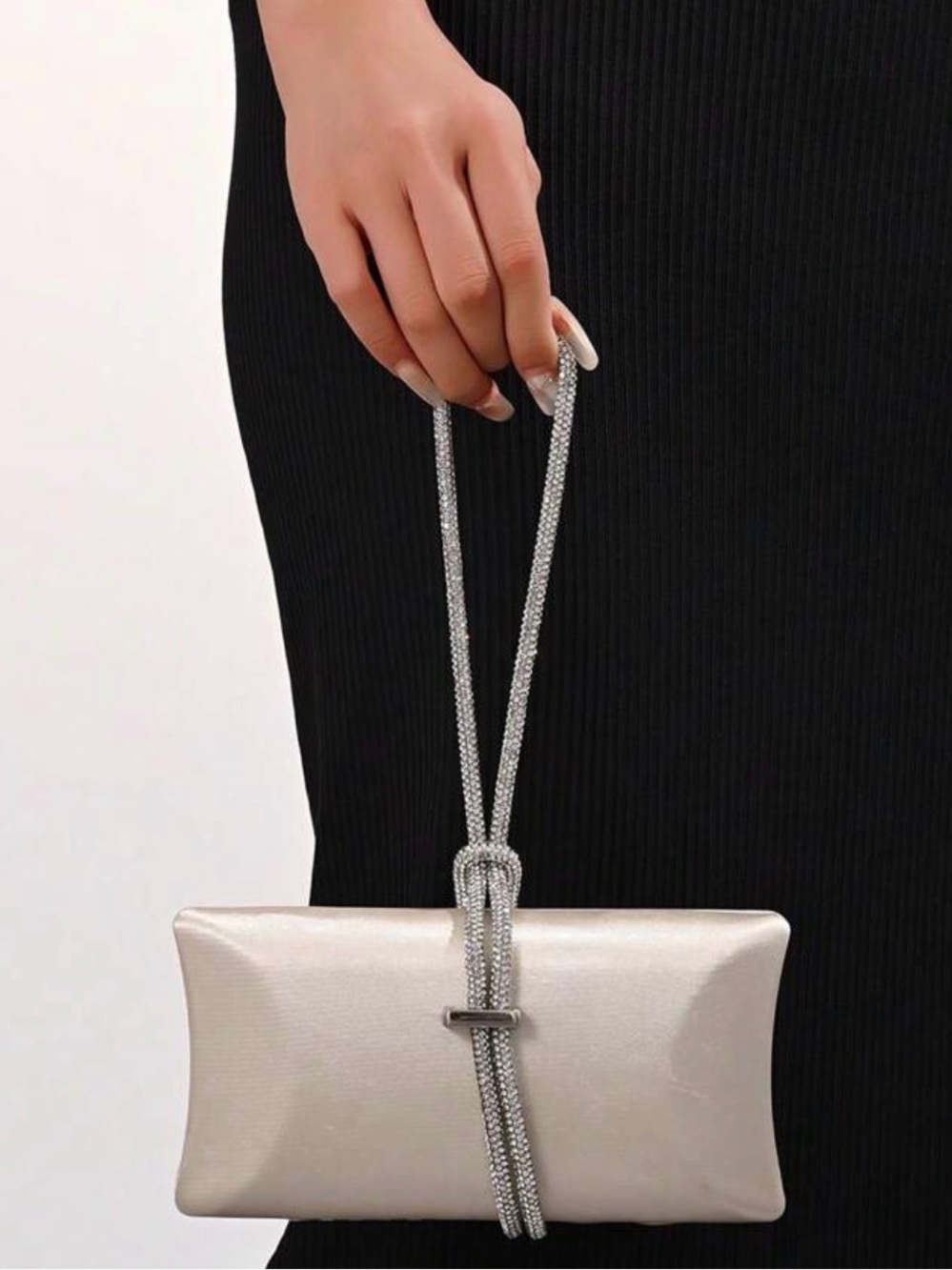 Apricot Evening Clutch with Crystal Strap
